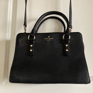 Kate Spade Black Leather Satchel Purse Genuine Leather Beautiful with handles